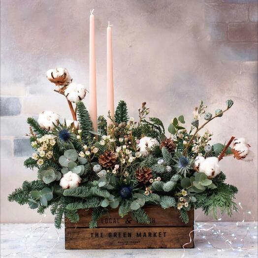 Новогодняя композиция со свечами