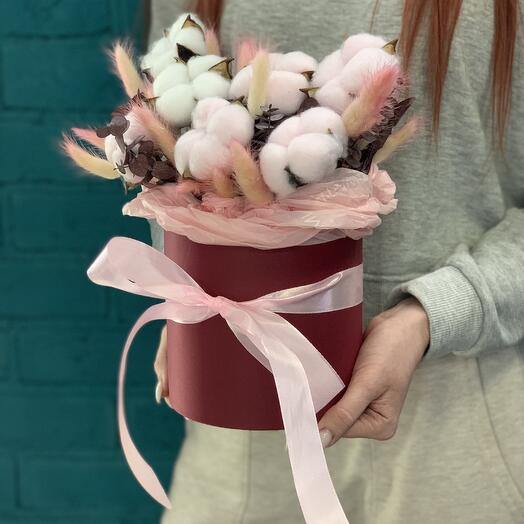 Коробка из хлопка и лагуруса (сухоцветы)