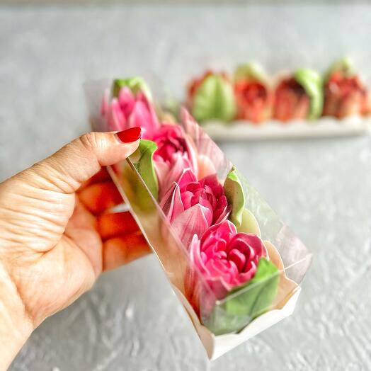 Тюльпаны из зефира в мини коробочке 69