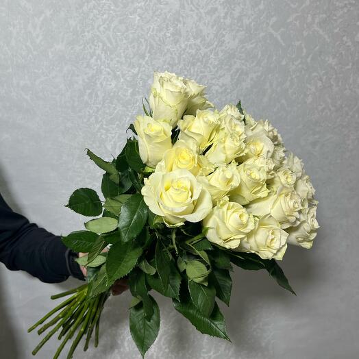 Розы белые 25 штук 60 см