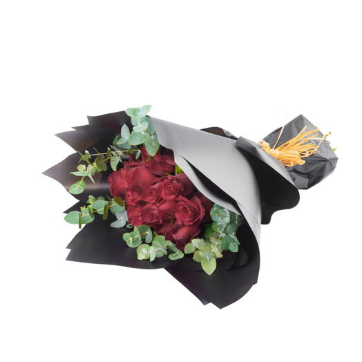 Classic Red rose  bouquet in black raping