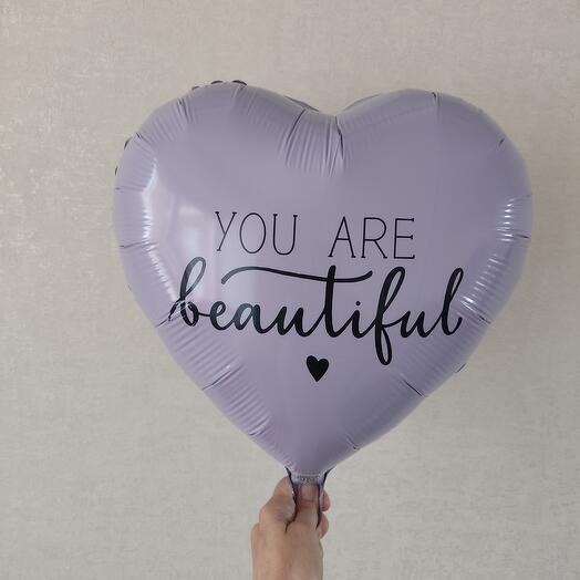 Шар фольгированный сердце "You are beautiful"
