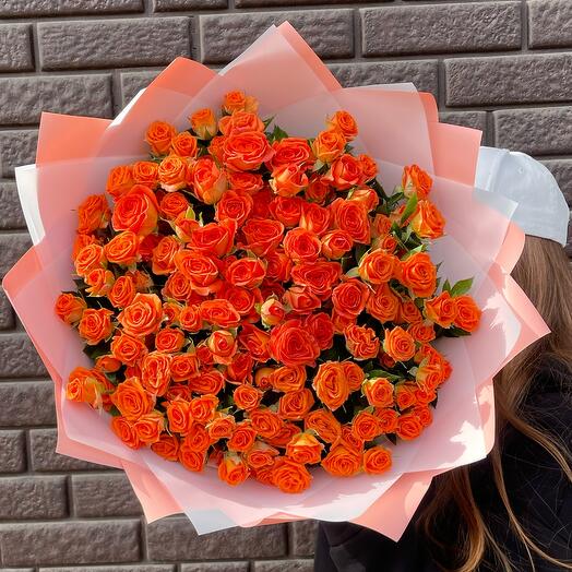 29 оранжевых кустовых роз 🧡