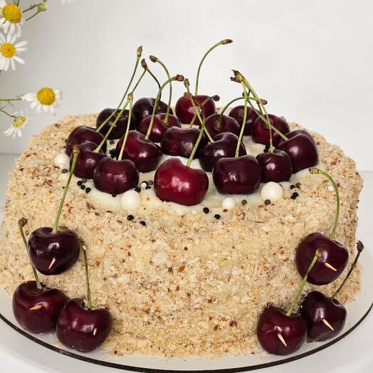 Домашний торт Наполеон с черешней