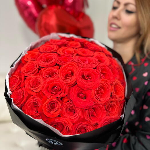 Red In Black Bouquet