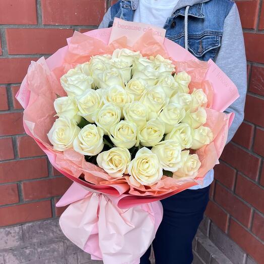 Букет из 35 белых роз 🌸