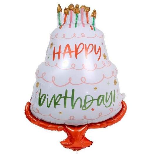 Воздушный фольгированный шар Торт happy birthday, 89см
