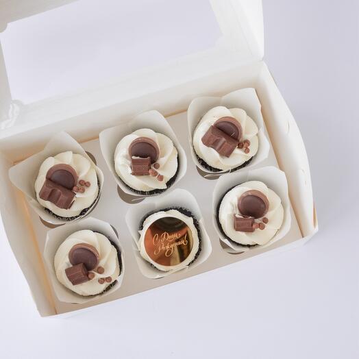 6pcs cupcakes con Topper de oro para el cumpleaños de papá / esposo / novio / abuelo