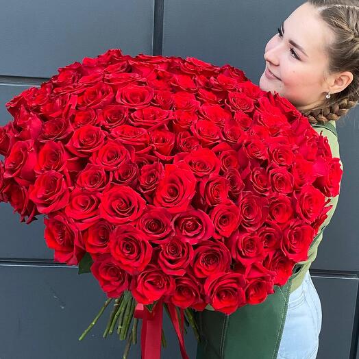 🌹Классика| 101 Роза Эквадор 60 см|оформление |Цветы в Уфе