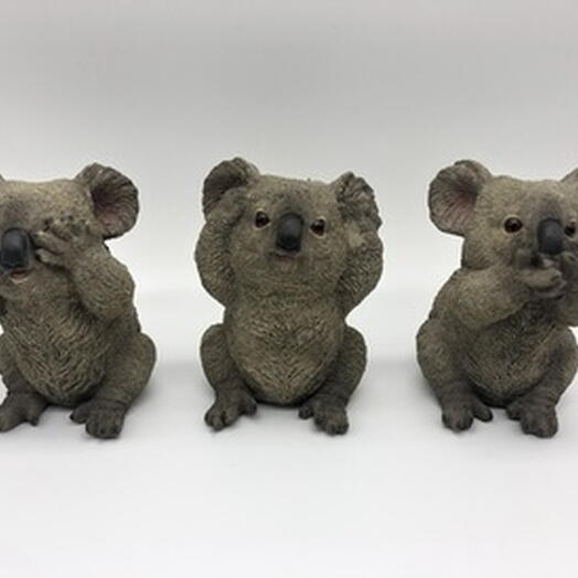 Statuettes set of Koala Babys &quot; I don t hear, I don t see, I don t speak&quot; assorted l13 cm