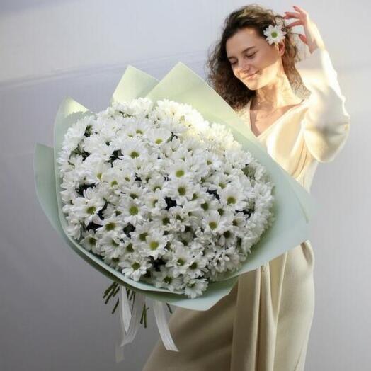 Моно букет искусство хризантемы « ромашковый вальс»