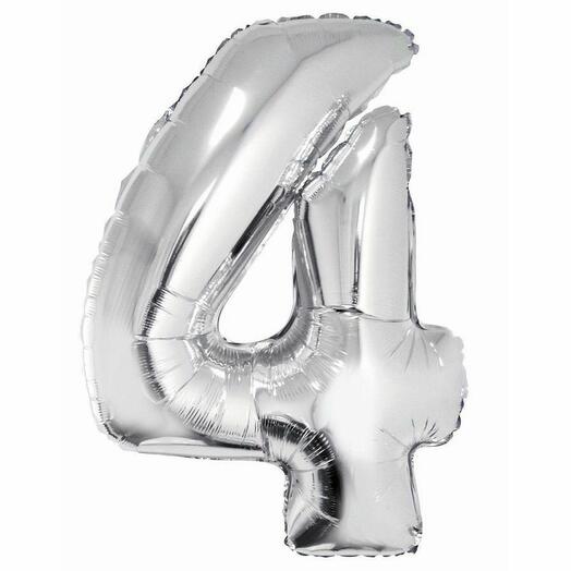 Цифра 4 из фольги "Серебро", 100см