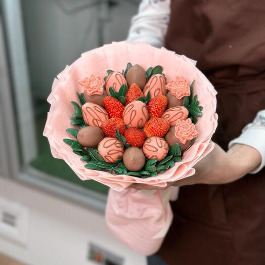 Ramo de fresas cubiertas de chocolate, ramo dulce, fresa cubierta de chocolate, ramo comestible N2/1