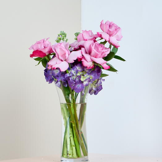 Lavender Kissed Roses Flower Arrangement