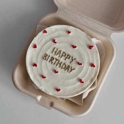 Бенто торт на день рождения с надписью и сердечками