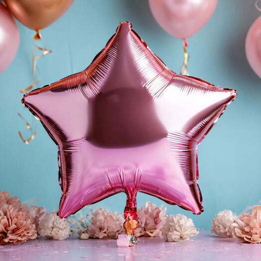 Шар гелий звезда розовый. Cool helium ballon star pink