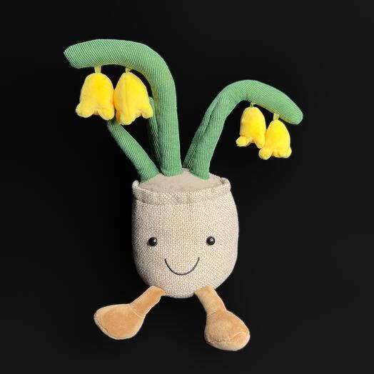 Мягкая игрушка в подарочном пакете Цветок в горшке Колокольчик Желтый