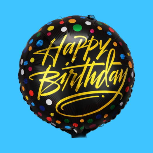 Шар гелий Happy Birthday черный разноцветный. Foil helium balloon Happy birthday black, colourful