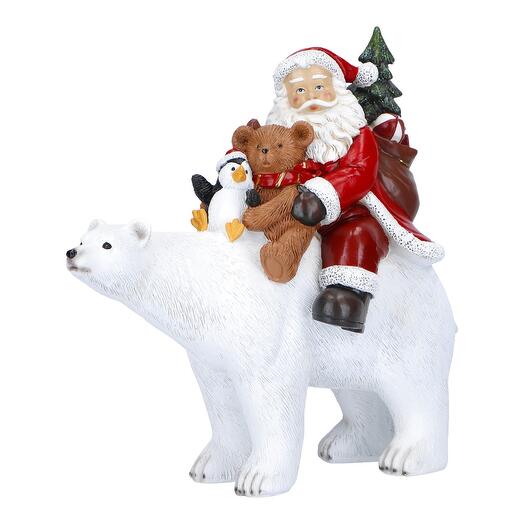 Santa sitting on polar bear poly-24,5x11,5x23cm