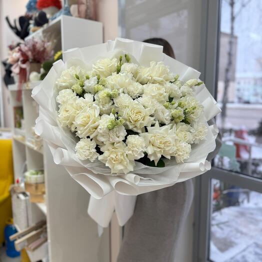 🎁Букет "Невеста" из роз, эустомы и диатусов