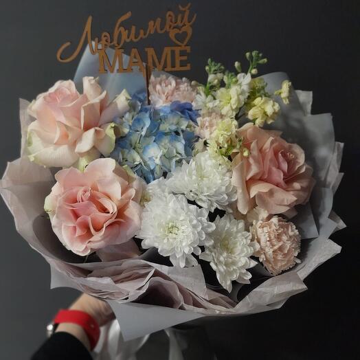 The author's bouquet "Affectionate look"/hydrangea/mattiola bush/French roses/dianthus/Ufa flowers/Ufa delivery/To my beloved mother