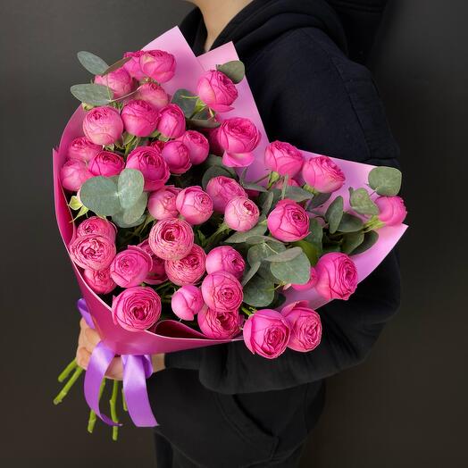 Букет из пионовидных Роз и эвкалипта 🌸
