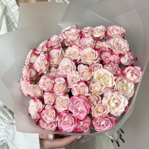 Розовые Кустовые Розы 15 шт