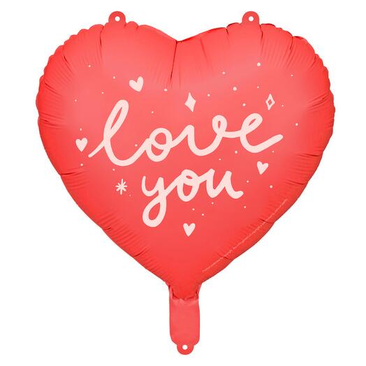 Foliowy balon w kształcie serca z napisem „Love You”