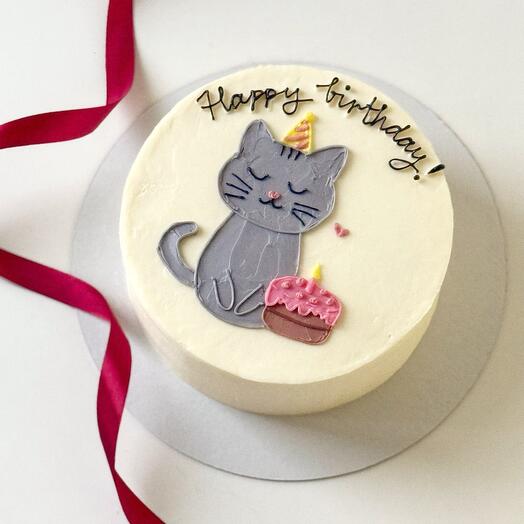 Торт 1 кг с котиком/ котом happy birthday