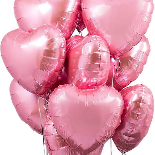 10 pink heart balloons