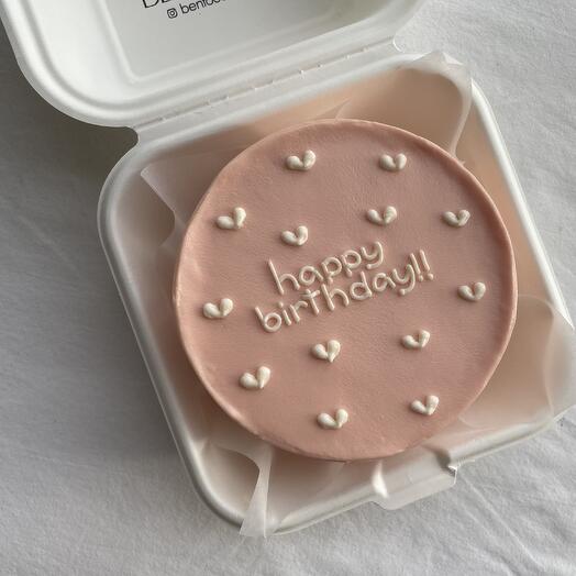 Розовый бенто торт «happy birthday»