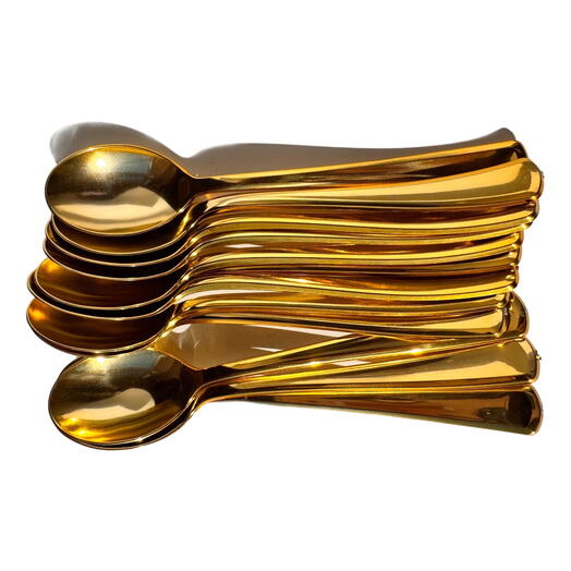 Одноразовые ложки 12 шт золото пластик. Disposable spoons plastic gold