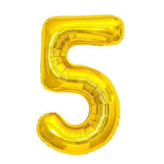 Шар фольгированный Цифра "5" золото