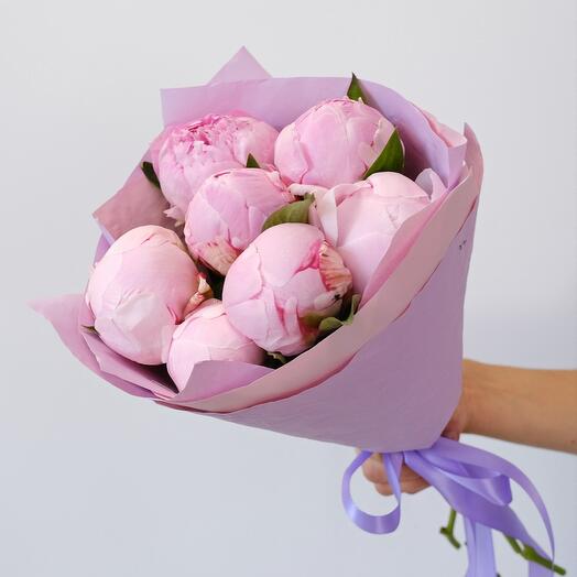 Pink peonies by Sarah Bernhardt, 7 pieces