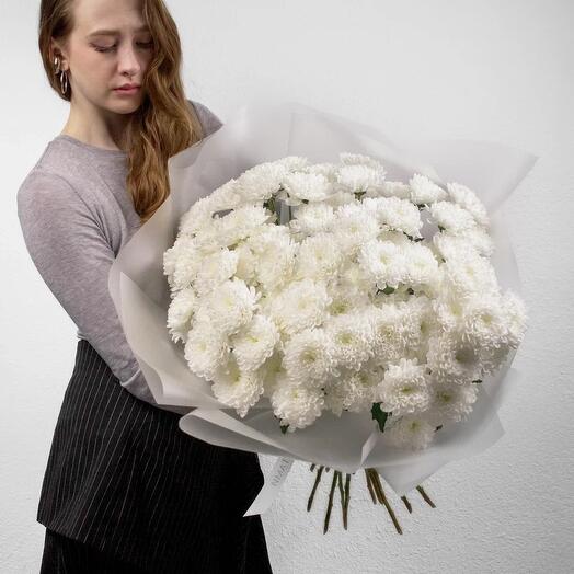 Букет из белых кустовых хризантем Алтай, 15 шт
