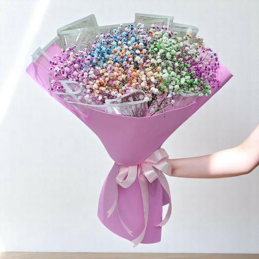 Rainbow Dreams – Colorful Gypsophila Bouquet
