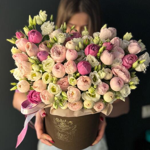 Микс коробка пион роз