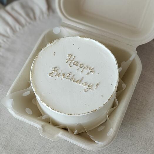 Бенто торт Happy Birthday золотая надпись