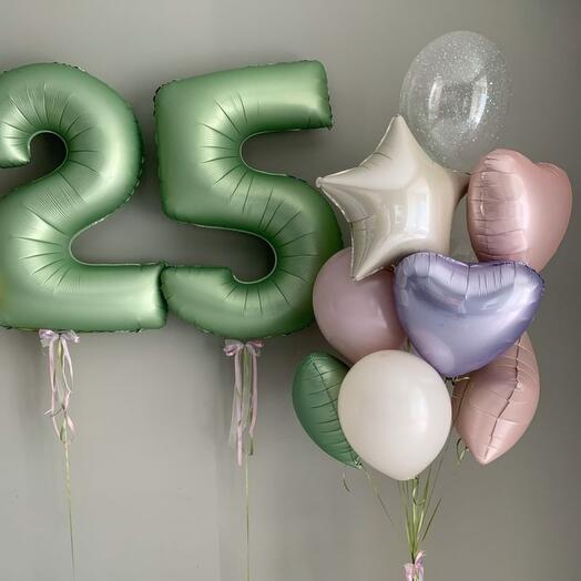 Набор ярких воздушных шаров на 25 лет