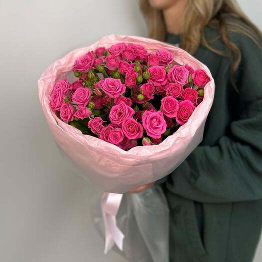 Акция❗️Яркий букет из 9 ярких кустовых роз