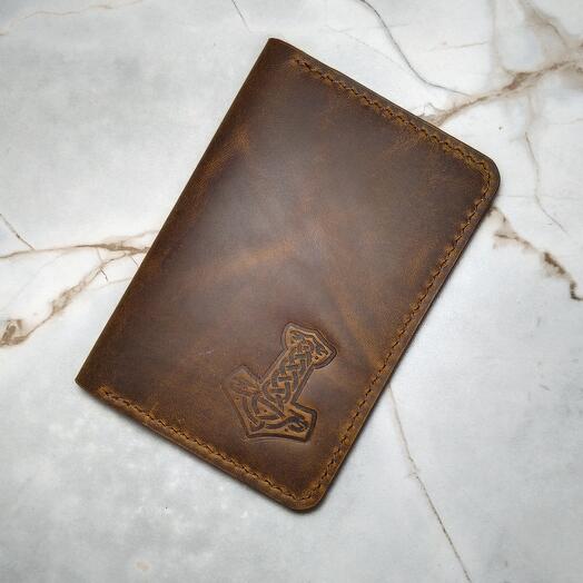 Обложка коричневая для документов из нат.кожи ручной работы