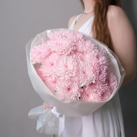 Букет из 5 розовых кустовых хризантем