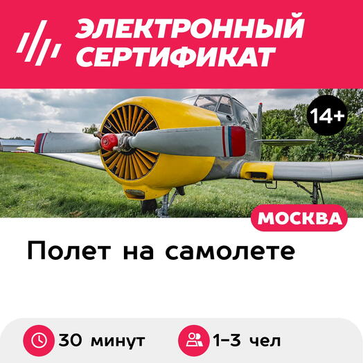 Подарочный сертификат Групповой полет на самолёте ЯК-18Т, 30 мин. (аэродром Мячково)