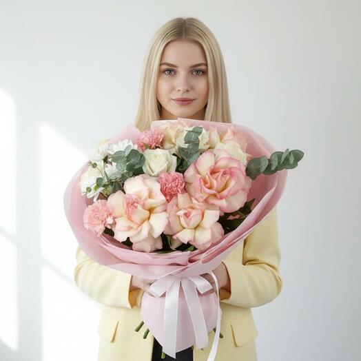 Ramo de rosas francesas -18 x Dalnevostochny