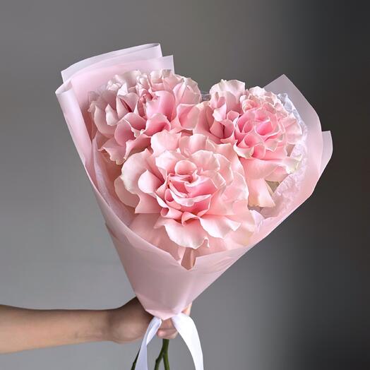 Нежный букет французские розы Pink Mondial