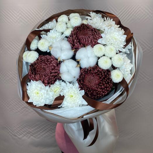 Букет Сезонных Хризантем «Шоколадный Вкус»