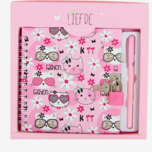 Записная книжка с ручкой и замочком(2) А5, подарочная коробка, 45 листов, в линейку, на гребне