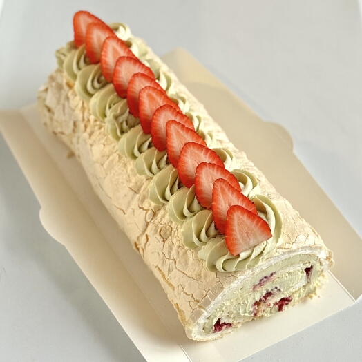 Меренговый рулет фисташка-малина