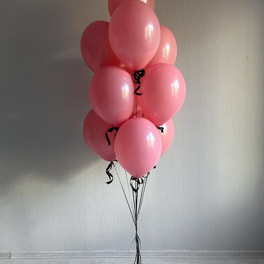 Globos rosas con cintas negras, 12 unidades