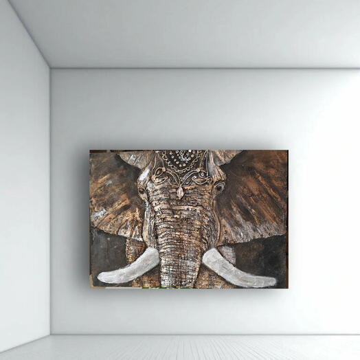 Картина интерьерная фактурная    Слон в коричневых тонах